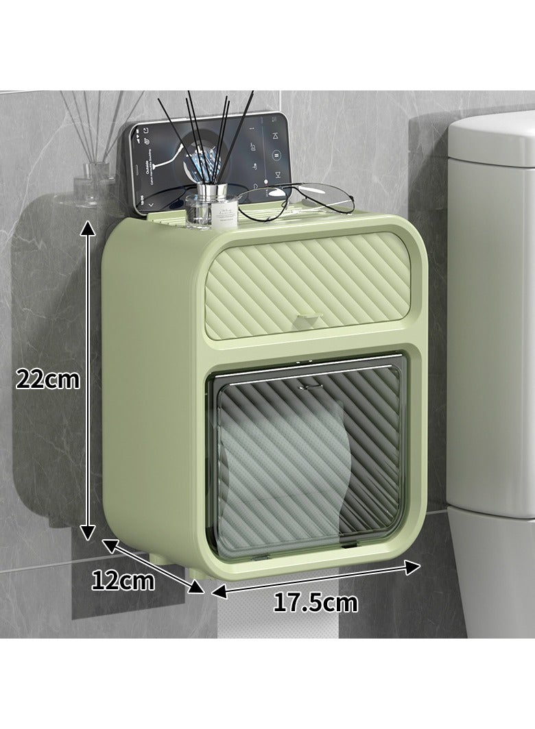 Wall-mounted waterproof tissue paper box for bathroom, no-drill toilet paper holder, toilet tissue storage shelf  - Image 2