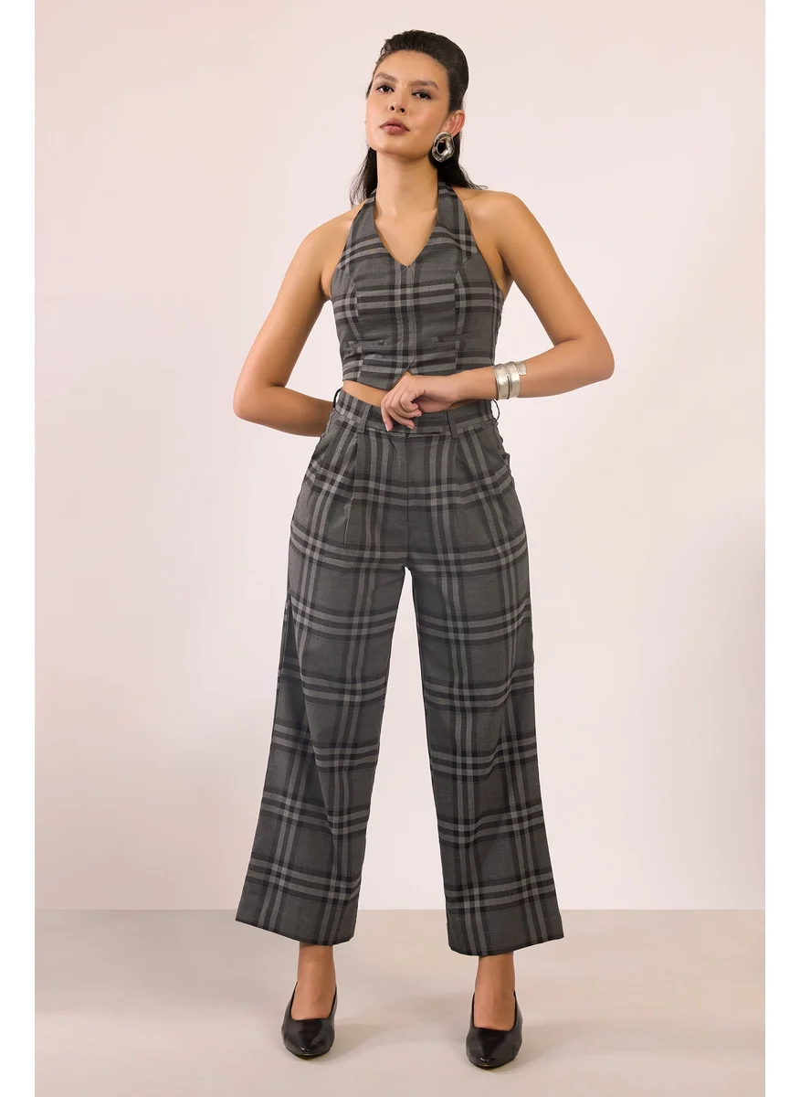 Virgio Virgio Women Rescued Poly Full Length Checks Trouser