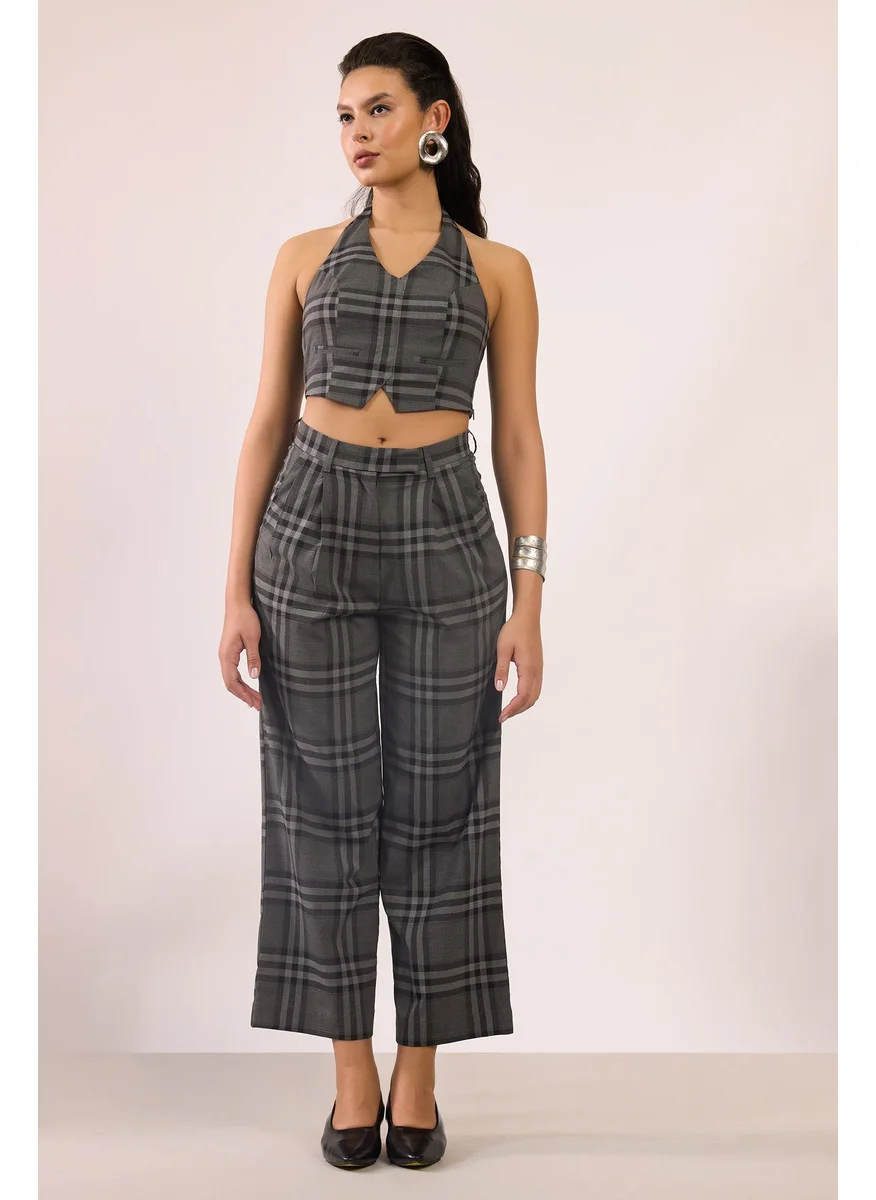 Virgio Virgio Women Rescued Poly Full Length Checks Trouser