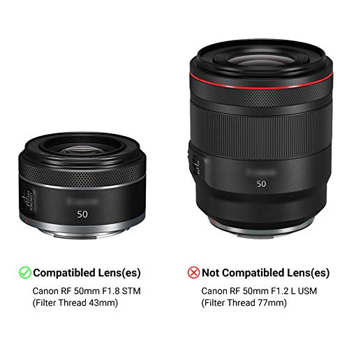 JJC غطاء عدسة لكاميرا كانون RF 50mm F1.8 STM على كاميرات EOS R6 R5 RP R، غطاء عدسة قابل للعكس بديل لغطاء عدسة كانون ES-65B، متوافق مع فلاتر 43mm وغطاء عدسة 43mm - Image 2