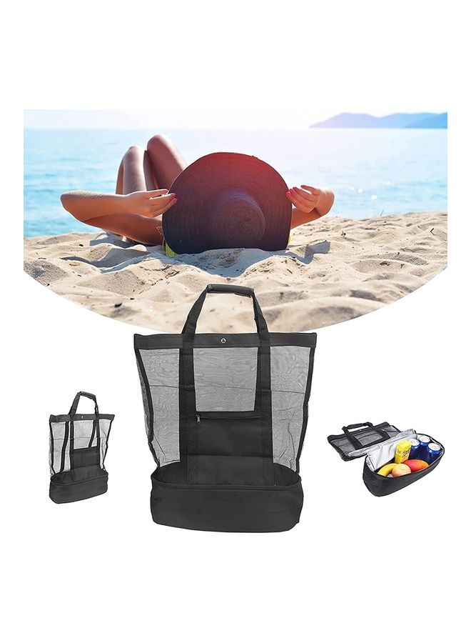 NIBEMINENT Mesh Beach and Picnic Tote Bag with Insulated Compartment - Image 2