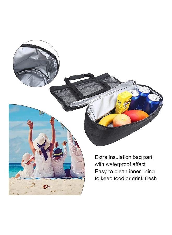 NIBEMINENT Mesh Beach and Picnic Tote Bag with Insulated Compartment - Image 3