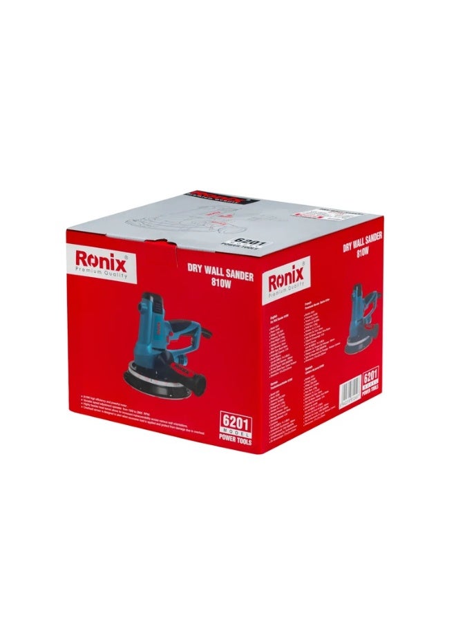 RONIX Drywall Sander 810W – Variable Speed 1500-2800RPM, LED Light, Auto Dust Removal, Flexible Swivel Head, 180mm Disc, German Technology, Wall & Ceiling Sander #6201 - Image 5