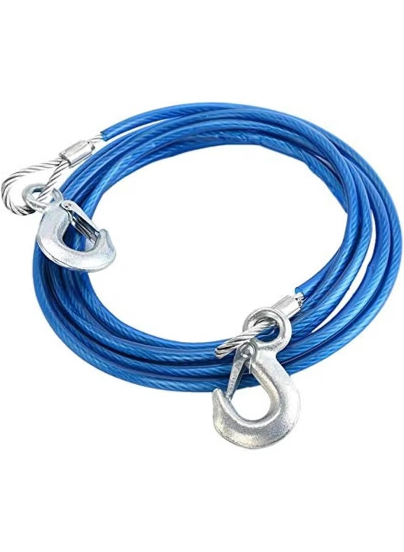 Heavy-Duty Car Tow Rope 4M with Steel Wire and Safety Hooks, Emergency Towing Cable for Compatible Cars, SUVs and Light Vehicles - Image 1