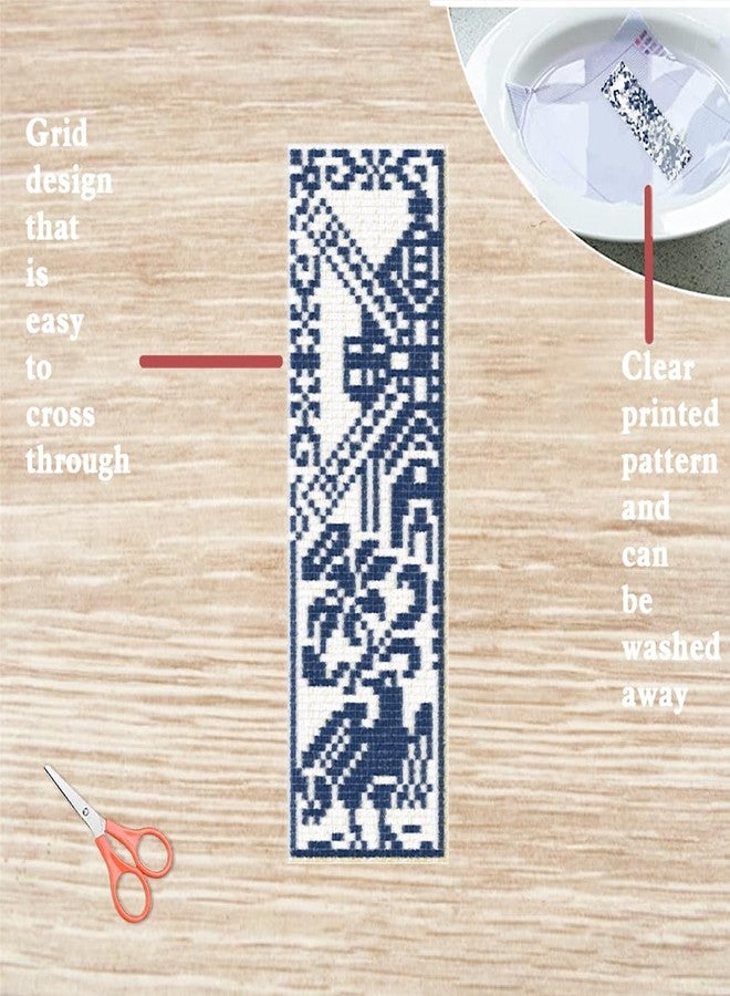 FREEBLOSS 6 Set Monochrome City Stamped Cross Stitch Bookmark Kits Cross Stitch Kit Embroidery Bookmarks Kit for Beginners with Backing Felt Embroidery Floss DIY Bookmark Kit for Book Lovers 8x2.4'' - Image 3