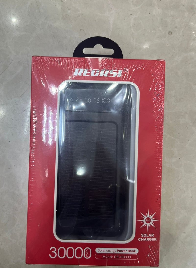 RECRSI 30000mAh Solar Power Bank with Built-in Cables (Model RE-PB303) - Image 2