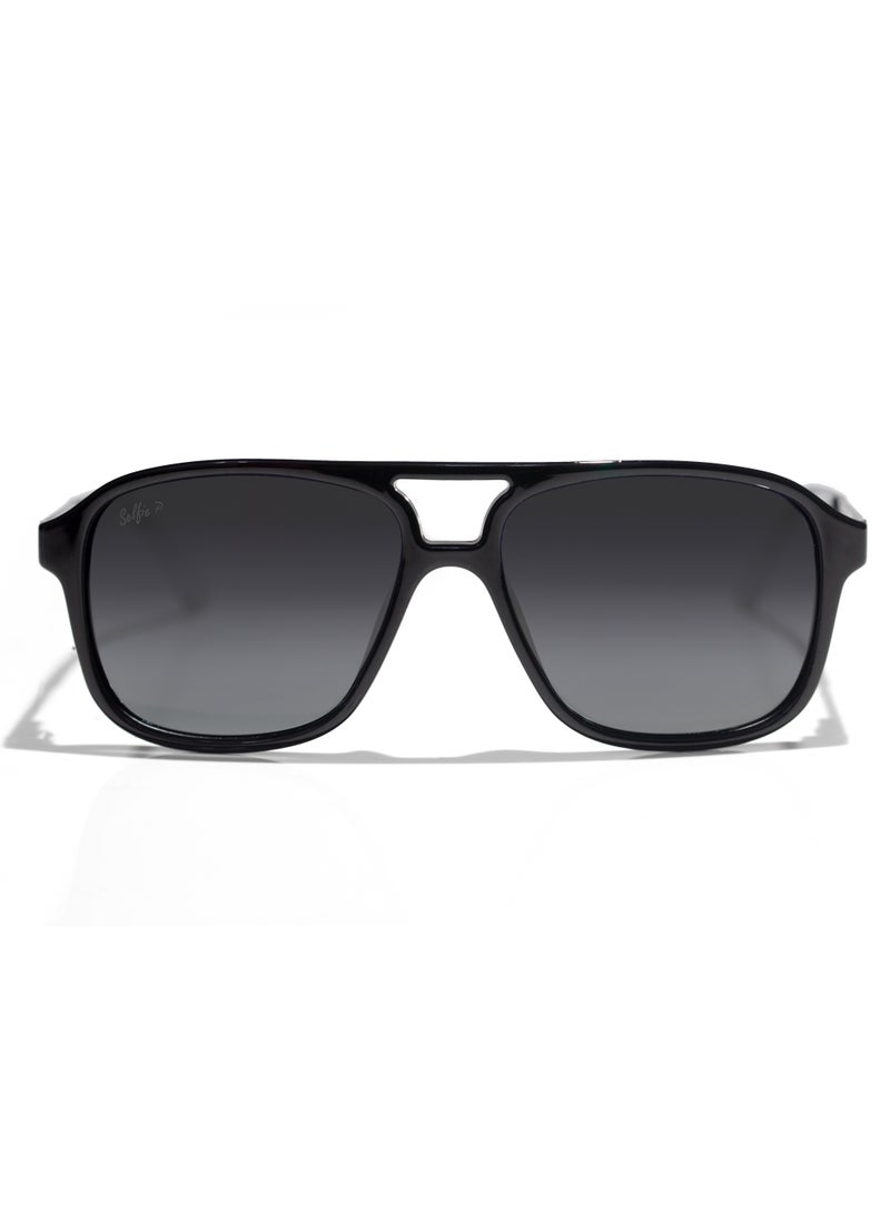 selfie Selfie Polarized Black Lense Shiny Black Frame Sunglasses, SE8224-C2  - Image 1