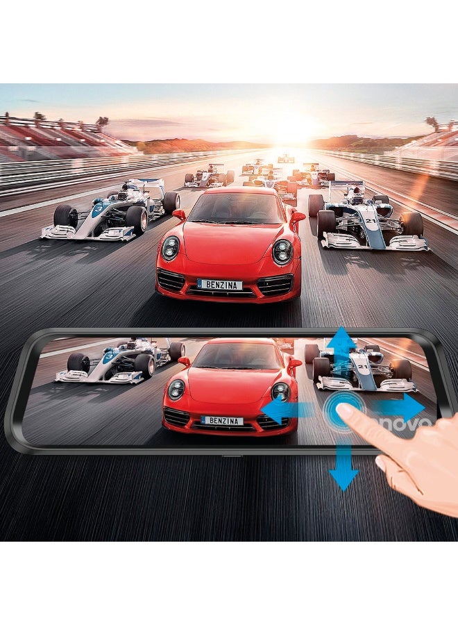 Lenovo M9 Mirror Rearview Dash Cam 3 Channel HD Recording, IPS Touch Screen, Dual HDR, WiFi, G-Sensor, Time Lapse, Super Capacitor, Parking Monitor, Supports Up to 128GB (Card Not Included) - Image 3