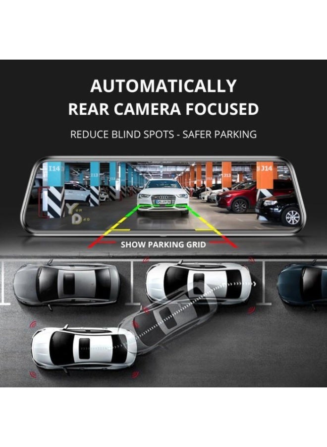 Lenovo M9 Mirror Rearview Dash Cam 3 Channel HD Recording, IPS Touch Screen, Dual HDR, WiFi, G-Sensor, Time Lapse, Super Capacitor, Parking Monitor, Supports Up to 128GB (Card Not Included) - Image 4