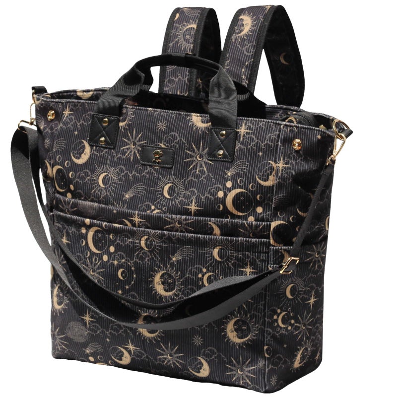 ESVAN Diaper Tote Bag Totepack Backpack Crossbody Bag 3 in 1 for Women Laptop Backpack Multifunctional with Insulated Pockets (Corduroy Black Moon) - Image 1