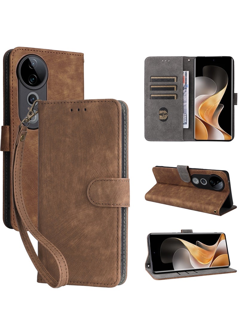 غطاء فيفو V40 / فيفو V40 برو مع حزام يدوي، حماية كاملة للجسم ضد الصدمات من الجلد الصناعي، غطاء مقلوب محفظة مع خاصية الحماية من السرقة RFID - Image 1