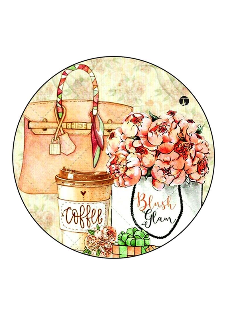 Vintage Art Printed Mouse Pad Round  Multicolour
