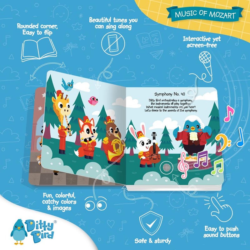 Ditty Bird Discover Ditty Bird Musical Books for Toddlers. Classical Music, Nursery Rhymes, and The Mozart Musical Book. Interactive for 1-3 Years. Robust and Sound for Babies. - Image 3