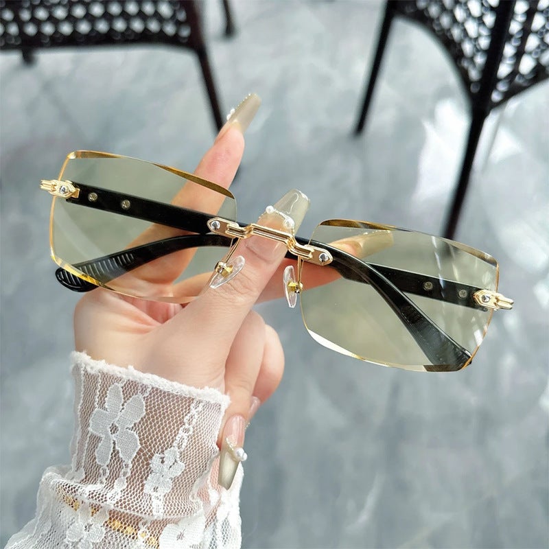 High-Definition Brightening Yellow Film Reading Glasses Men'S High-Grade Anti-Blue Light Old Glasses Women'S High-Grade Rimless Middle-Aged And Elderly Glasses - Image 1