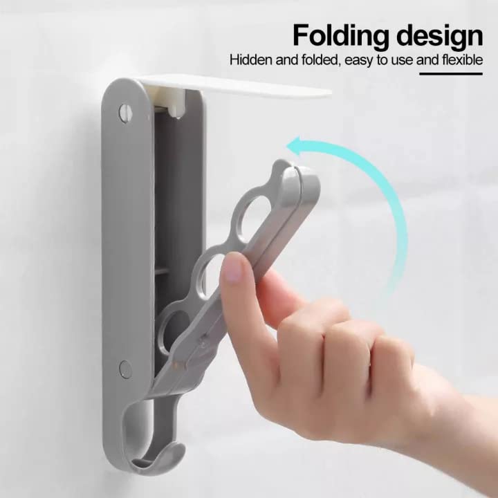 SpiderJuice SpiderJuice 2 Pcs Self Adhesive Plastic Multipurpose Space Saving Housekeeping Folding Door Back Clothes Hanger Hook Rack for Bathroom Bedroom Bags Keychains Hanger Not Included Random Colour  - Image 4