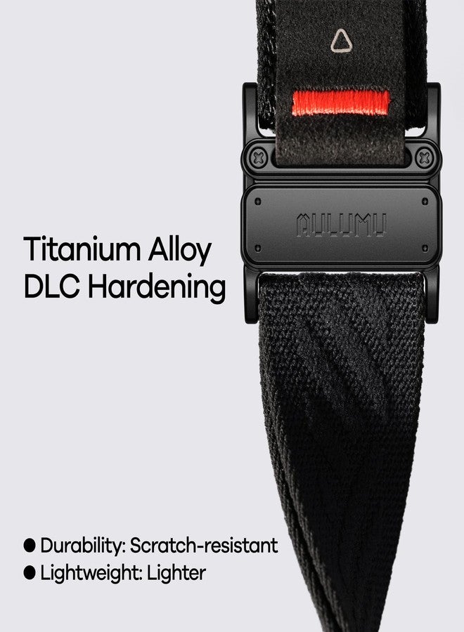 Aulumu سوار نايلون مزود بإبزيم تيتانيوم وظيفي من Aulumu C03 لساعة Apple Watch Ultra (3/2/1) | نسيج فاخر منقوش | تصميم سريع الفتح | أساور iWatch بمقاسات 49/46/45/44 مم - تيتانيوم طبيعي/أسود - Image 4