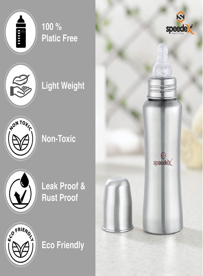 Speedex Stainless Steel Baby Feeding Bottle And Cleaning Brush Combo with Internal ML Marking (240 ML With Brush 1 Extra Nipple Free) - Image 3