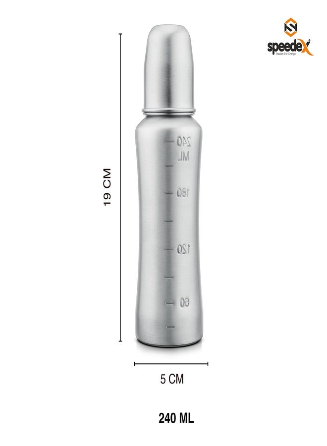 Speedex Stainless Steel Baby Feeding Bottle And Cleaning Brush Combo with Internal ML Marking (240 ML With Brush 1 Extra Nipple Free) - Image 2