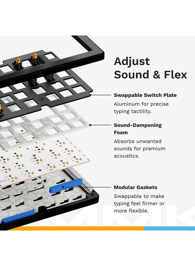 Glorious Gaming - GMMK 3 Custom Mechanical Gaming Keyboard with Knob, 100% Keyboard Full Size, Modular Gasket System, Doubleshot PBT Keycaps, Aluminum Switch Plate, Hotswappable Switches, ANSI (White) - Image 5