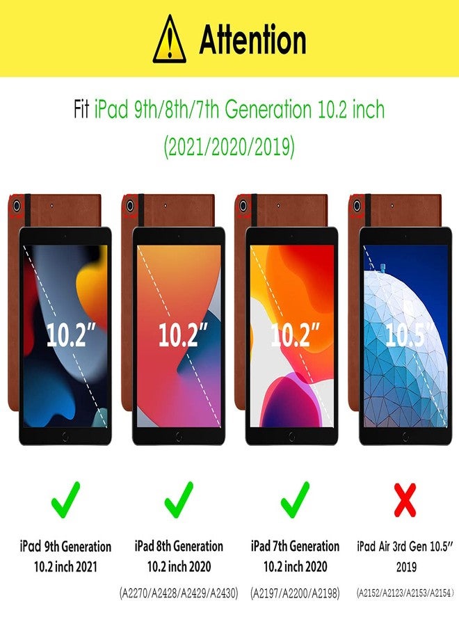 DTTO for iPad 9th/8th/7th Generation 10.2 Inch Case 2021/2020/2019, Premium Leather Business Folio Stand Cover with Apple Pencil Holder - Auto Wake/Sleep and Multiple Viewing Angles, Dark Brown - Image 2