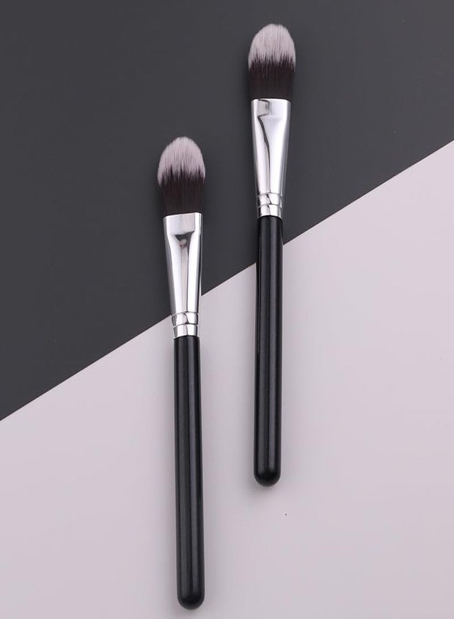IPRESTA Flat Foundation Brush for Liquid Makeup, Liquid Foundation Brush, Black Wooden Handle Synthetic fiber makeup brush (F112 Flat foundation brush) - Image 2