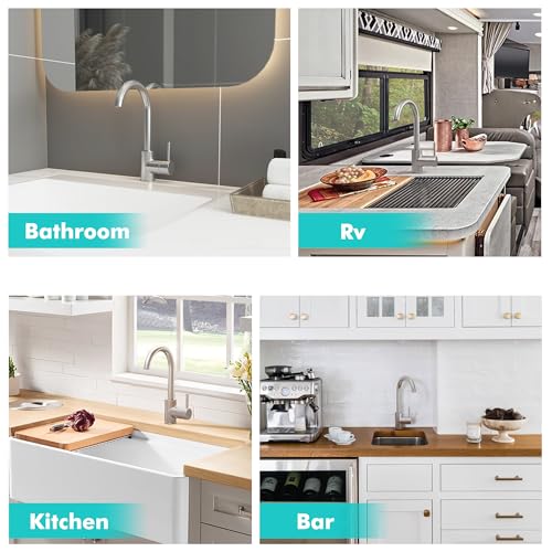 GIMILI Bar Sink Faucet Single Hole Brushed Nickel Modern Wet Small for Kitchen Farmhouse RV Camper Outdoor Utility Bathroom (Include RV Adapter 1/2 to 3/8) - Image 2