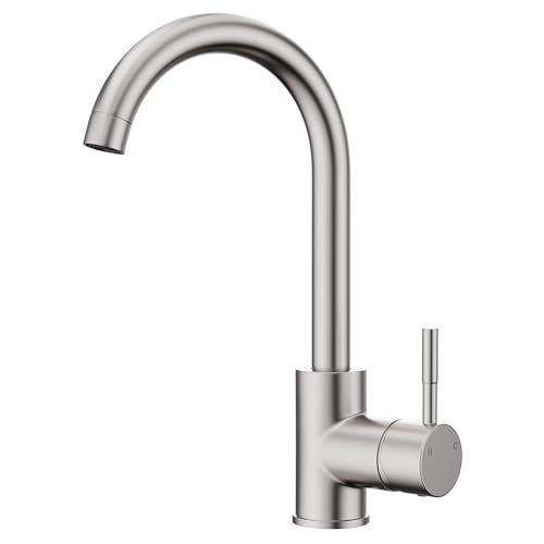 GIMILI Bar Sink Faucet Single Hole Brushed Nickel Modern Wet Small for Kitchen Farmhouse RV Camper Outdoor Utility Bathroom (Include RV Adapter 1/2 to 3/8) - Image 1