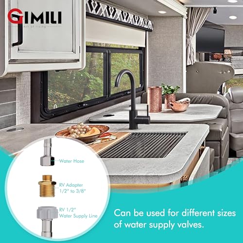 GIMILI Bar Sink Faucet Single Hole Brushed Nickel Modern Wet Small for Kitchen Farmhouse RV Camper Outdoor Utility Bathroom (Include RV Adapter 1/2 to 3/8) - Image 4