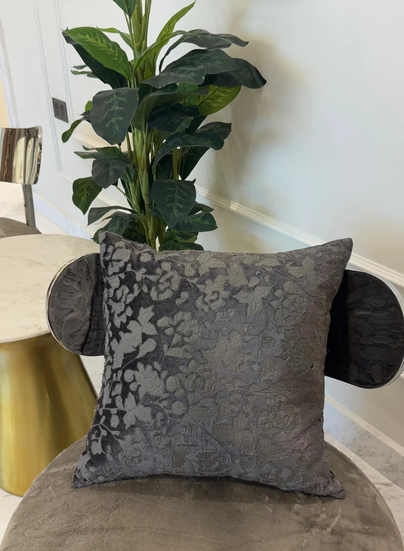 Tohfa Luxe Charcoal Hand-Pleated Silk Velvet Cushion Cover without filler