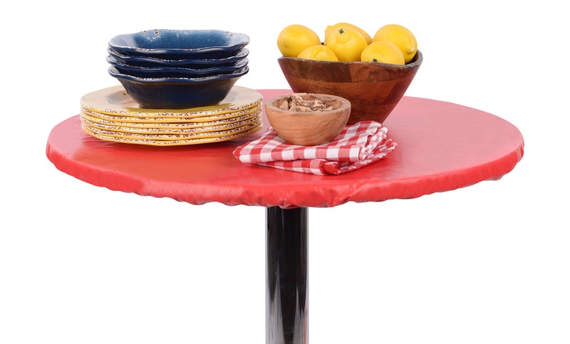 Yourtablecloth Heavy Duty Vinyl Round Fitted Tablecloth (Table Cover) with Flannel Backing Vibrant Colors Elasticized Tablecloth Great for Indoor and Outdoor Dining and Playing Cards 36” Black - Image 3