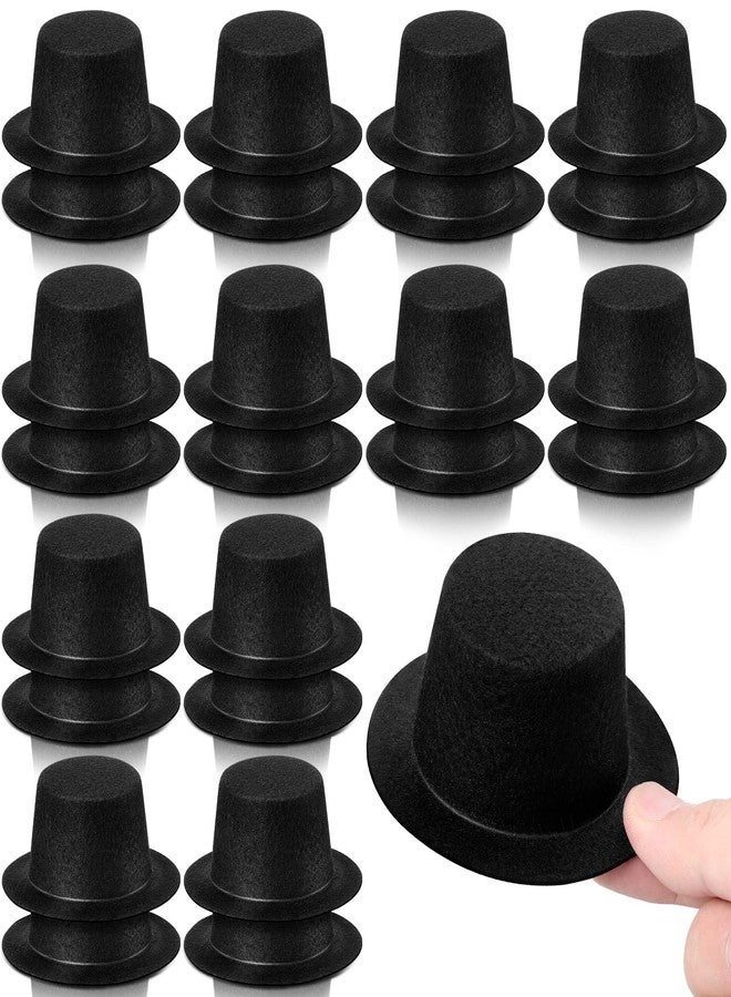 هونغداو مجموعة من 24 قبعة صغيرة من هونغداو للحرف اليدوية، مقاس 1.6 بوصة، قبعات سوداء صغيرة لعيد الميلاد، قبعات دمى من اللباد على شكل رجل ثلج صغير، للحرف اليدوية وديكور حفلات الكريسماس - Image 1