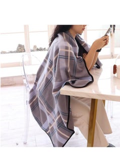 Generic Portable Travel Blanket Airplane Compact With Bag, Fleece Throw Blanket Cozy Soft For Camping Train 60" X 40", Plaid, (Blue)  - Image 4