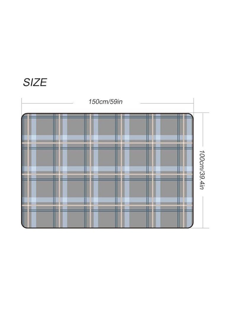 Generic Portable Travel Blanket Airplane Compact With Bag, Fleece Throw Blanket Cozy Soft For Camping Train 60" X 40", Plaid, (Blue) - Image 5