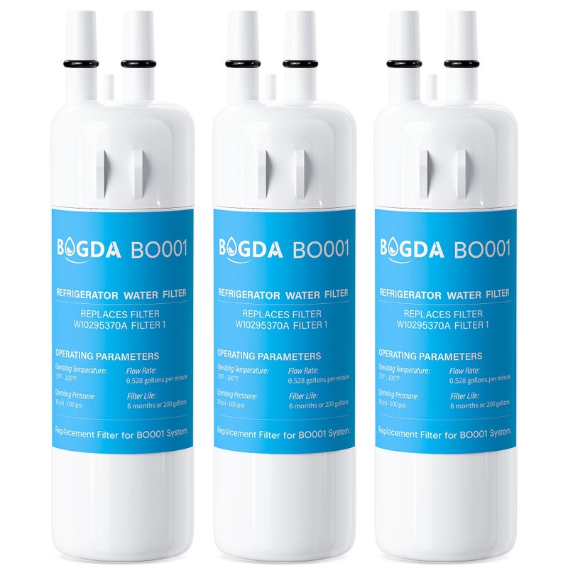 BOGDA W10295370A Water Filter Replacement Fit for EDR1RXD1 WHR1RXD1 Filter 1 W10295370 KAD1RXD1 P8RFWB2L P8WB2L P4RFWB P5WB2L 469081 469930 Compatible with Whirlpool Kenmore 3 Filters