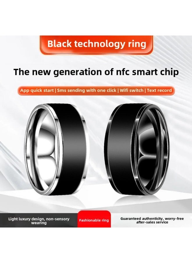 Generic - NFC Ring Solar Energy Multifunctional Android Temperature Magic Ring Internet Celebrity Same Smart Fashion Ins Waterproof-Colour:[waterproof Ring] Silver Size 12 Finger Circumference 67.2mm - Image 1