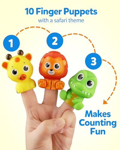 Coogam Fine Motor Skill Toys for Toddlers, 10pcs Surprise Animals Finger Puppets Treasure with Number Locks, Matching Color Sorting Pirate Hunt Game, Learning Montessori Gift for 3 4 5 Year Old - Image 3