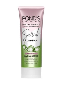 Pond's Bright Miracle Ultimate Pore Clear Scrub CLAY-BHA Niasorcinol Facial Scrub Reduces Blackheads & Clears 99% Of Acne-causing Bacteria 100g X 2  - Image 2