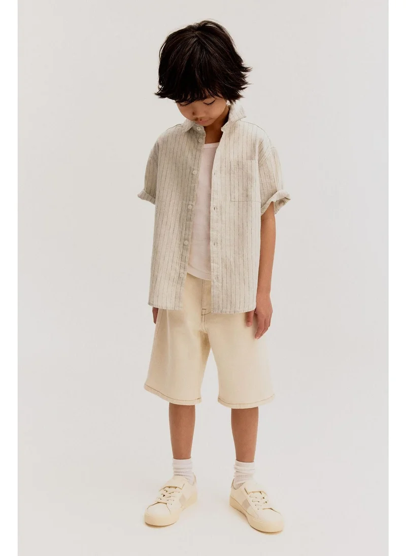 H&M Short-sleeved linen-blend shirt