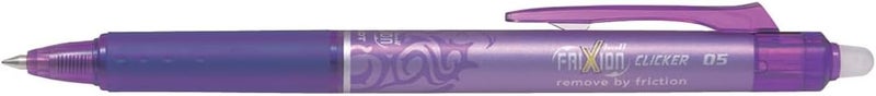 Pilot Frixion Clicker Roller Ball Pen, 0.5 mm Tip Size, Violet - Image 1