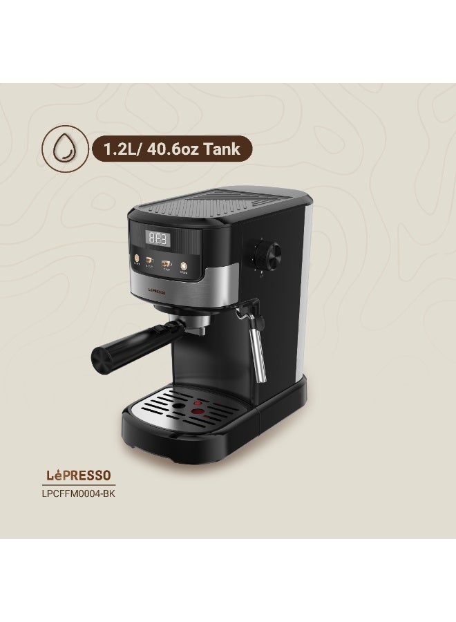 LePRESSO Suprema 20 Bar Espresso Machine with Adjustable Milk Steamer & Nespresso Capsule Compatible / Touch Display / 1.2L Water Tank / Washable Drip Tray / Capsule Coffee Maker / Coffee Machine - Black - Image 3