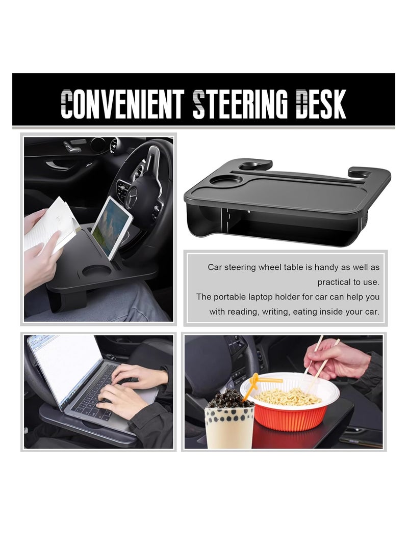SYOSI Car Steering Wheel Tray, 2 In 1 Seat Gap Filler Organizer, Multifunctional Car Seat Accessories, Tray For Laptop Eating Working, Seat Organizer for Holding Phone, Sunglasses, Keys, Drink, Writing  - Image 2