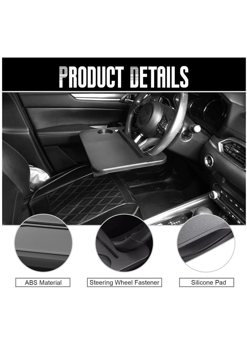 SYOSI Car Steering Wheel Tray, 2 In 1 Seat Gap Filler Organizer, Multifunctional Car Seat Accessories, Tray For Laptop Eating Working, Seat Organizer for Holding Phone, Sunglasses, Keys, Drink, Writing  - Image 3