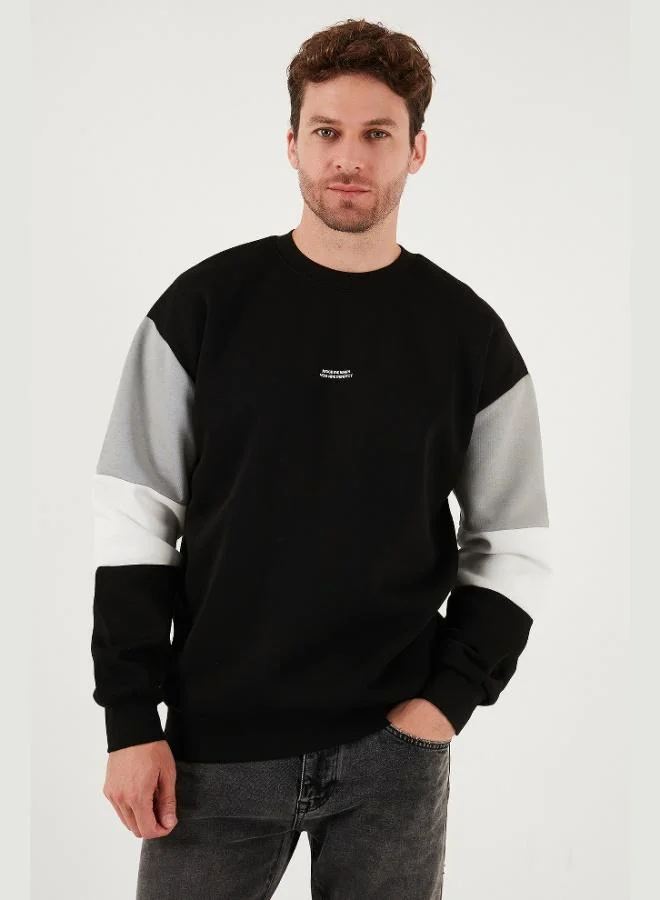 Buratti  Buratti Cotton Relaxed Fit Crew Neck Raised Color Block Sweat Men's SWEAT 5905298T for Men | Best Price UAE