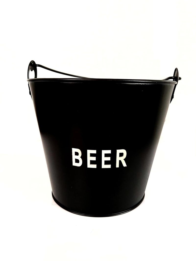 NJ OVERSEAS NJ Black Beer Bucket Beer Tub Bucket Builtin Bottle Opener Party Bucket Ice Bucket Wine Bucket Beer Bucket for Party Beer Bucket Large Beer Bucket for Home Bar Bucket 1 Pc