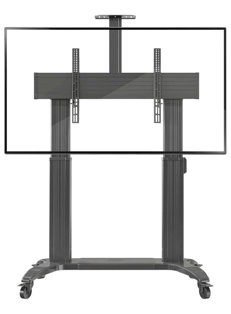 سكيل تك عربة تلفزيون آلية تلسكوبية قابلة لتعديل الارتفاع مصنوعة من الألومنيوم، أحجام شاشات من 75 إلى 100 بوصة، سعة وزن 136.4 كجم، هيكل قاعدة معياري، حتى 1000 × 600 مم VESA، لون أسود | SH-TW100. - Image 1