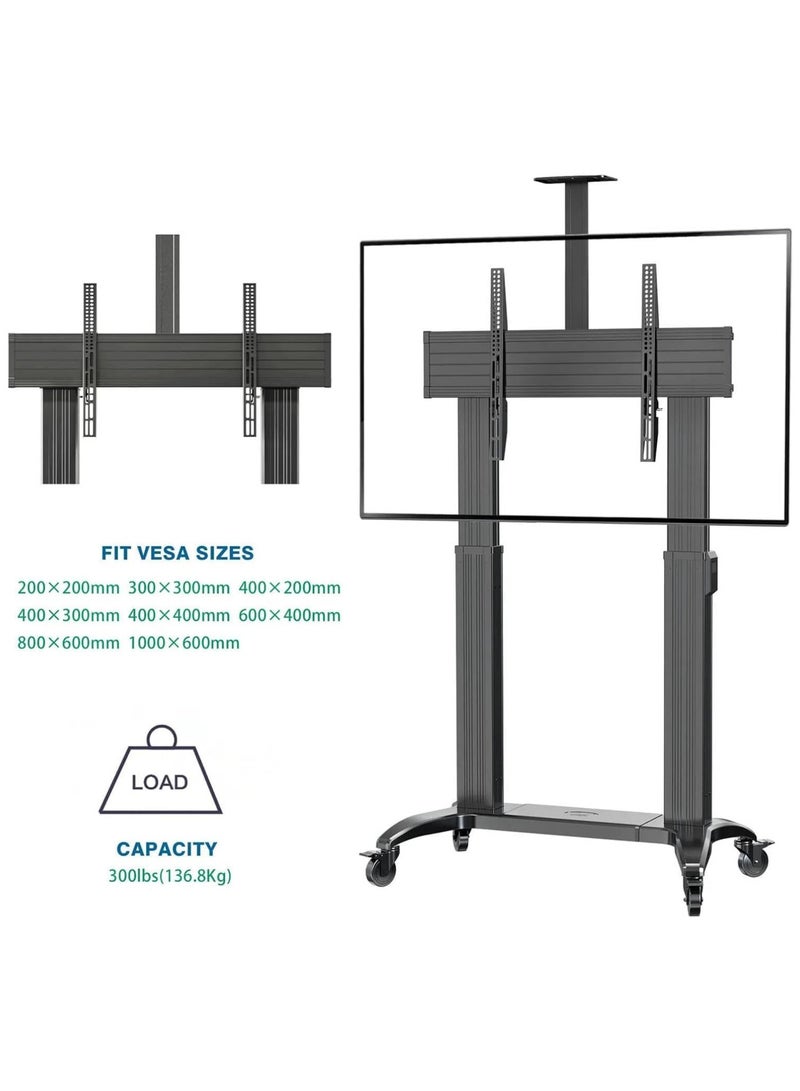 سكيل تك عربة تلفزيون آلية تلسكوبية قابلة لتعديل الارتفاع مصنوعة من الألومنيوم، أحجام شاشات من 75 إلى 100 بوصة، سعة وزن 136.4 كجم، هيكل قاعدة معياري، حتى 1000 × 600 مم VESA، لون أسود | SH-TW100. - Image 3