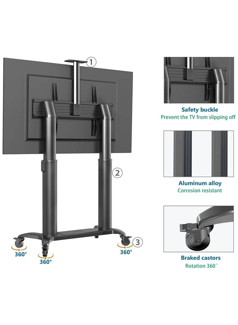 سكيل تك عربة تلفزيون آلية تلسكوبية قابلة لتعديل الارتفاع مصنوعة من الألومنيوم، أحجام شاشات من 75 إلى 100 بوصة، سعة وزن 136.4 كجم، هيكل قاعدة معياري، حتى 1000 × 600 مم VESA، لون أسود | SH-TW100. - Image 4