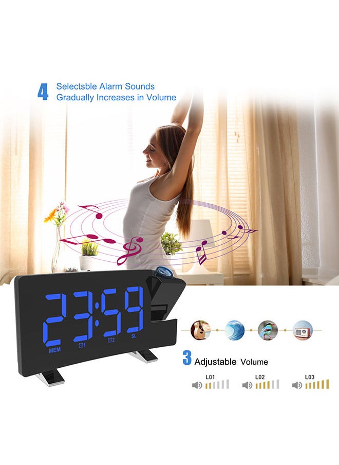 NIBEMINENT - Digital Alarm Clock With Usb Charging Port Black 20.50x6.00x11.00cm - Image 1