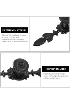 Y&D Pull Handle Door Knob, 4 Pcs Vintage Style Knob Back Plate for Home Furniture Drawer Cabinet Dresser Closet Wardrobe Cupboard with Screw, Black  - Image 3