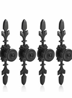 Y&D Pull Handle Door Knob, 4 Pcs Vintage Style Knob Back Plate for Home Furniture Drawer Cabinet Dresser Closet Wardrobe Cupboard with Screw, Black  - Image 1